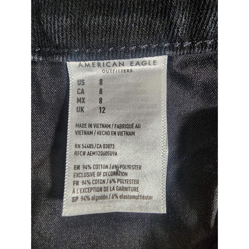 American Eagle Denim Skirt Womens 8 Black Button Front Mini A-Line Casual Jean - Picture 5 of 6